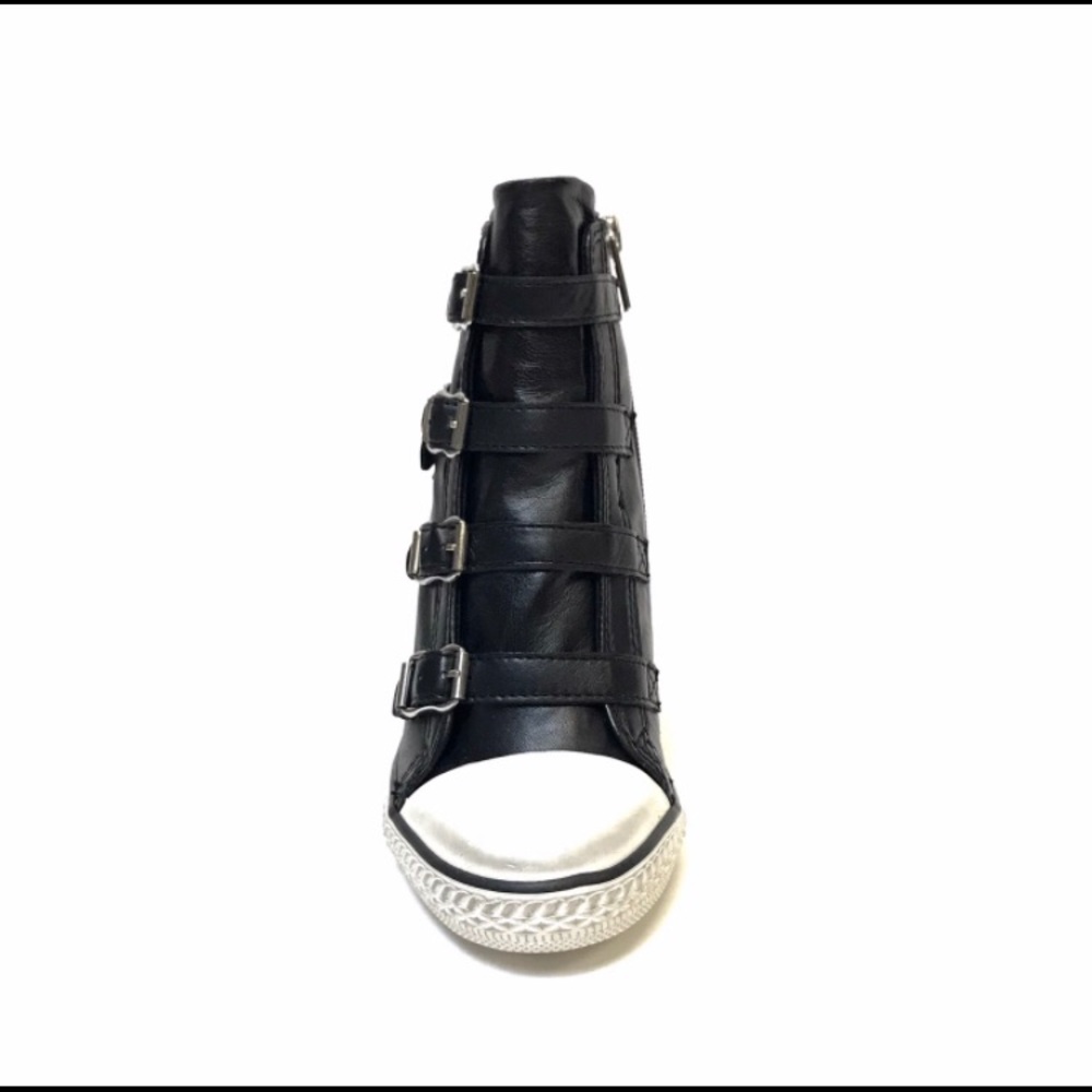 Ash Thelma Black Leather Wedge Shoes NIB